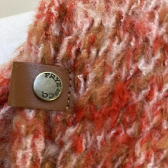 Frye & Co. Chunky Super Soft Scarlet Space Dyed Coral Cream Tan Infinity Scarf - Picture 4 of 7